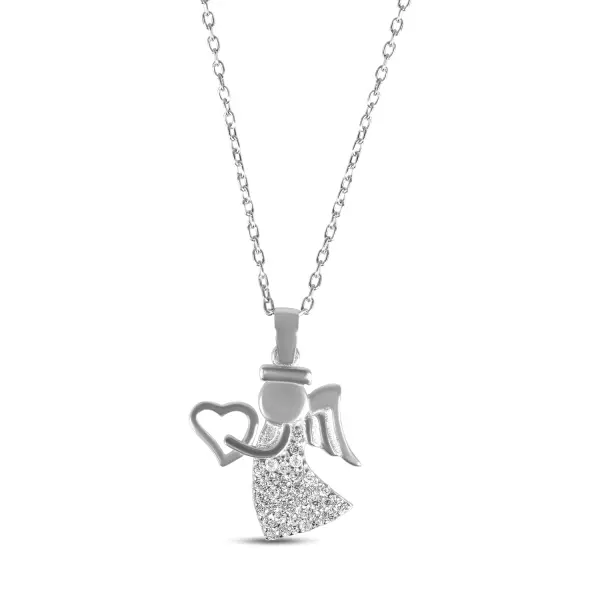 Colier de argint cu inger si pietre zirconia Guardian Light Charm