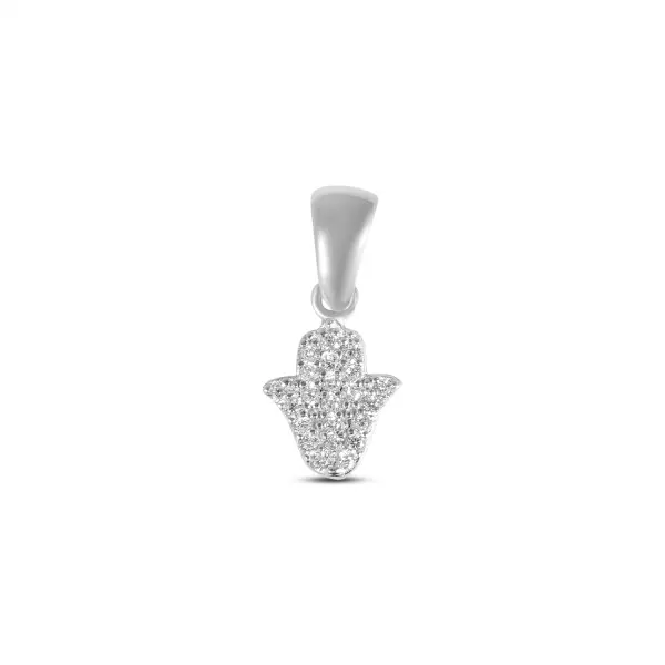 Pandantiv argint cu pietre Zirconia Hamsa Shine