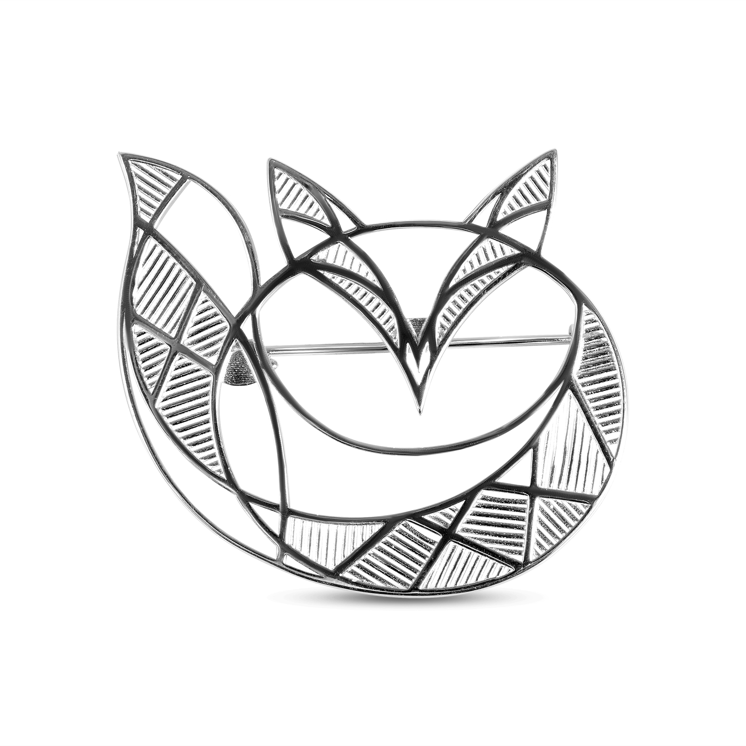 Brosa argint cu model vulpe Fox Contour