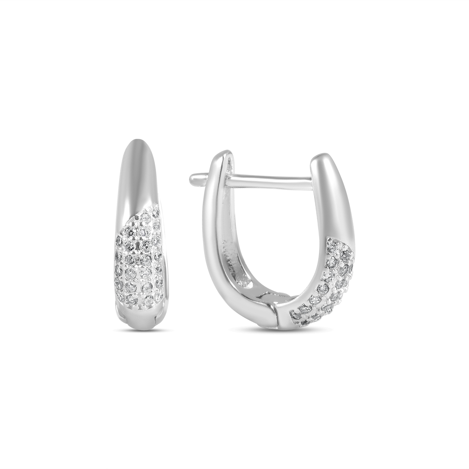 Cercei argint ingusti rotunzi cu pietre Zirconia Round Slim