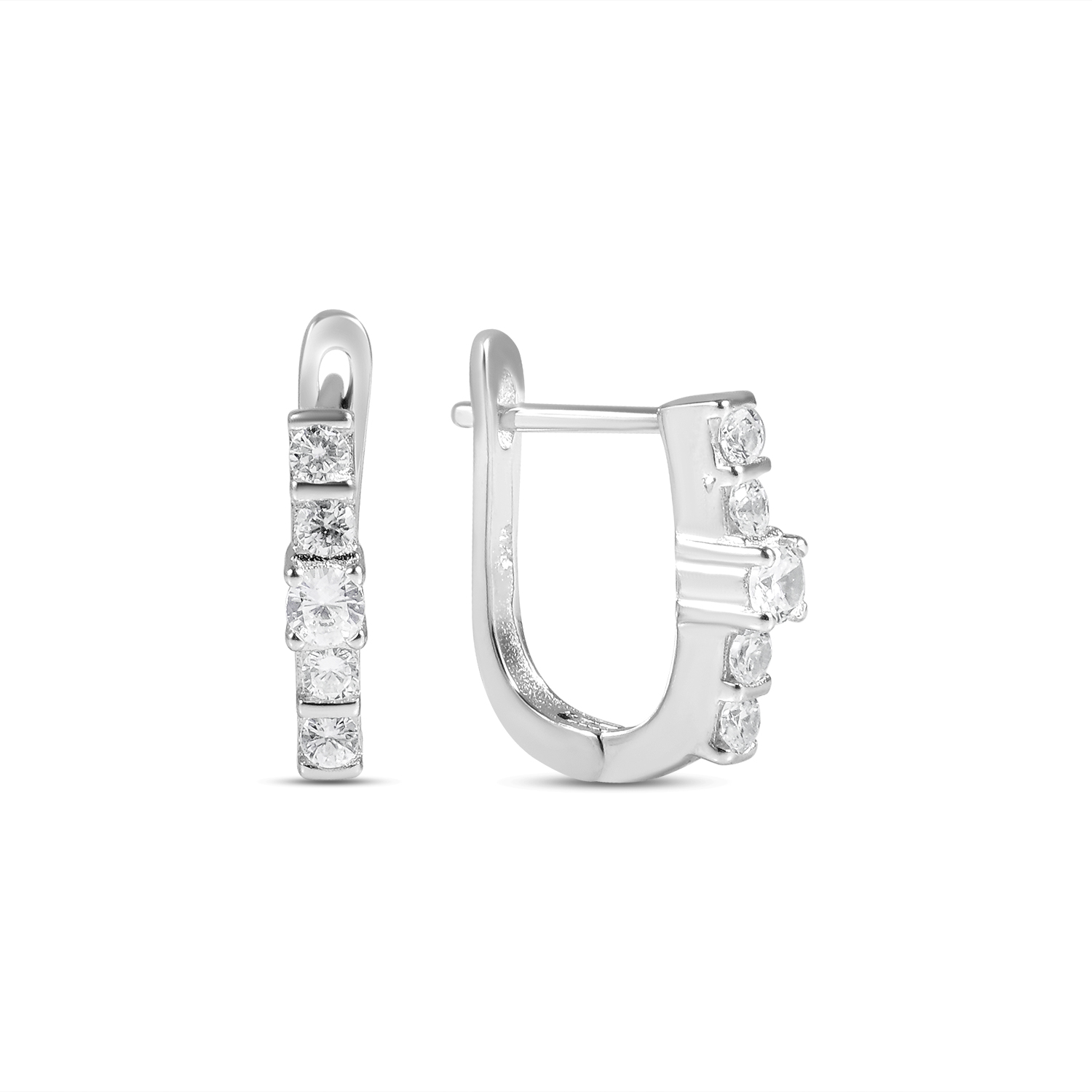 Cercei argint cu 5 pietre Zirconia Five Crystal Line