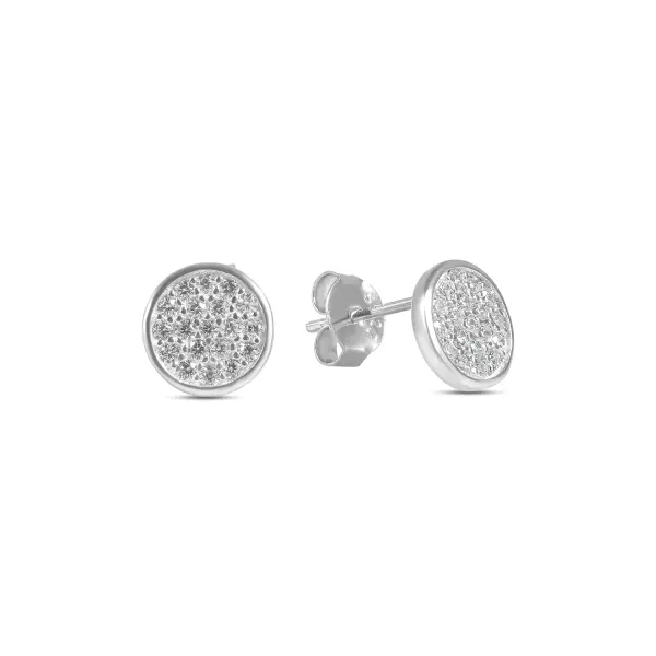 Cercei argint rotunzi cu pietre Zirconia Round Pure Spark