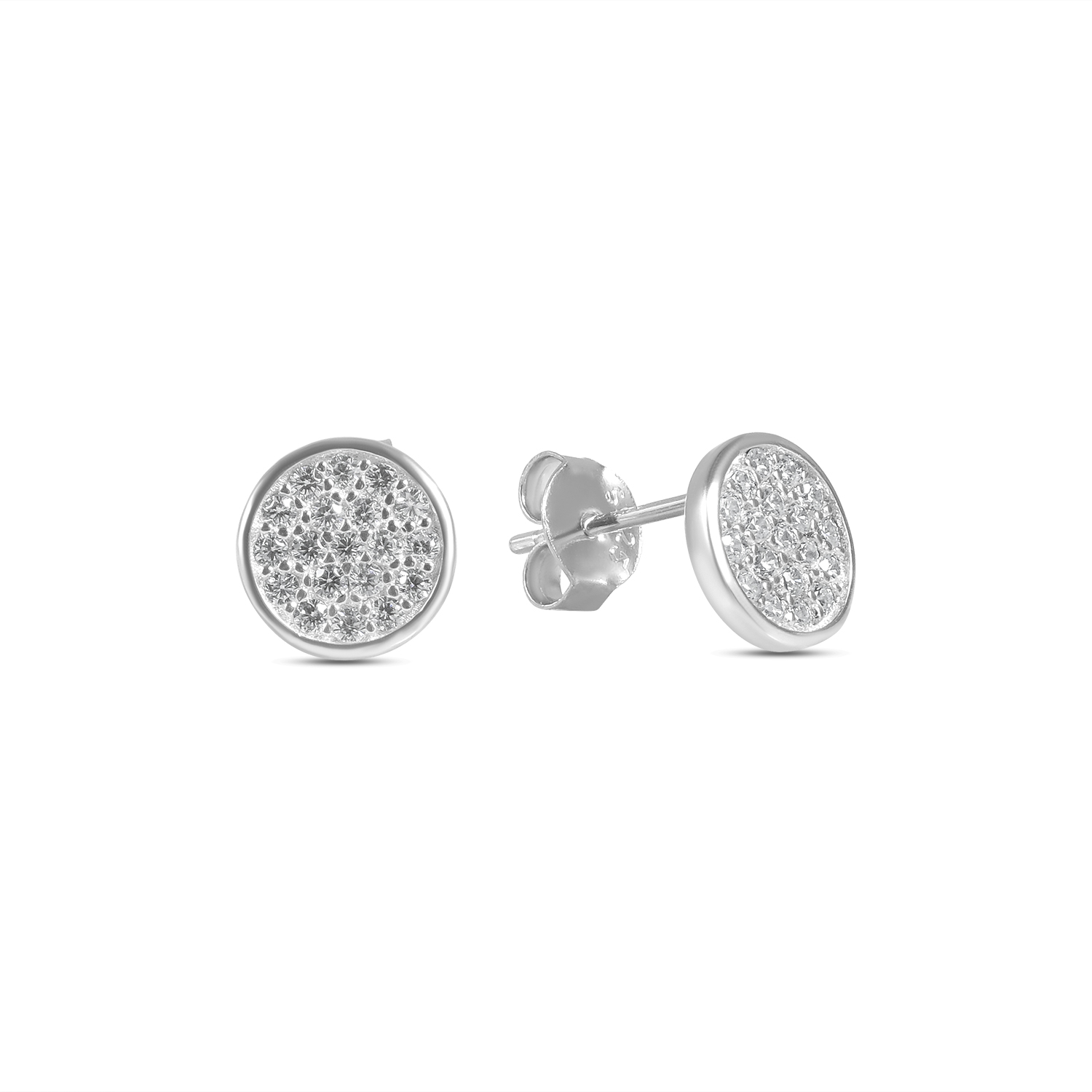 Cercei argint rotunzi cu pietre Zirconia Round Pure Spark