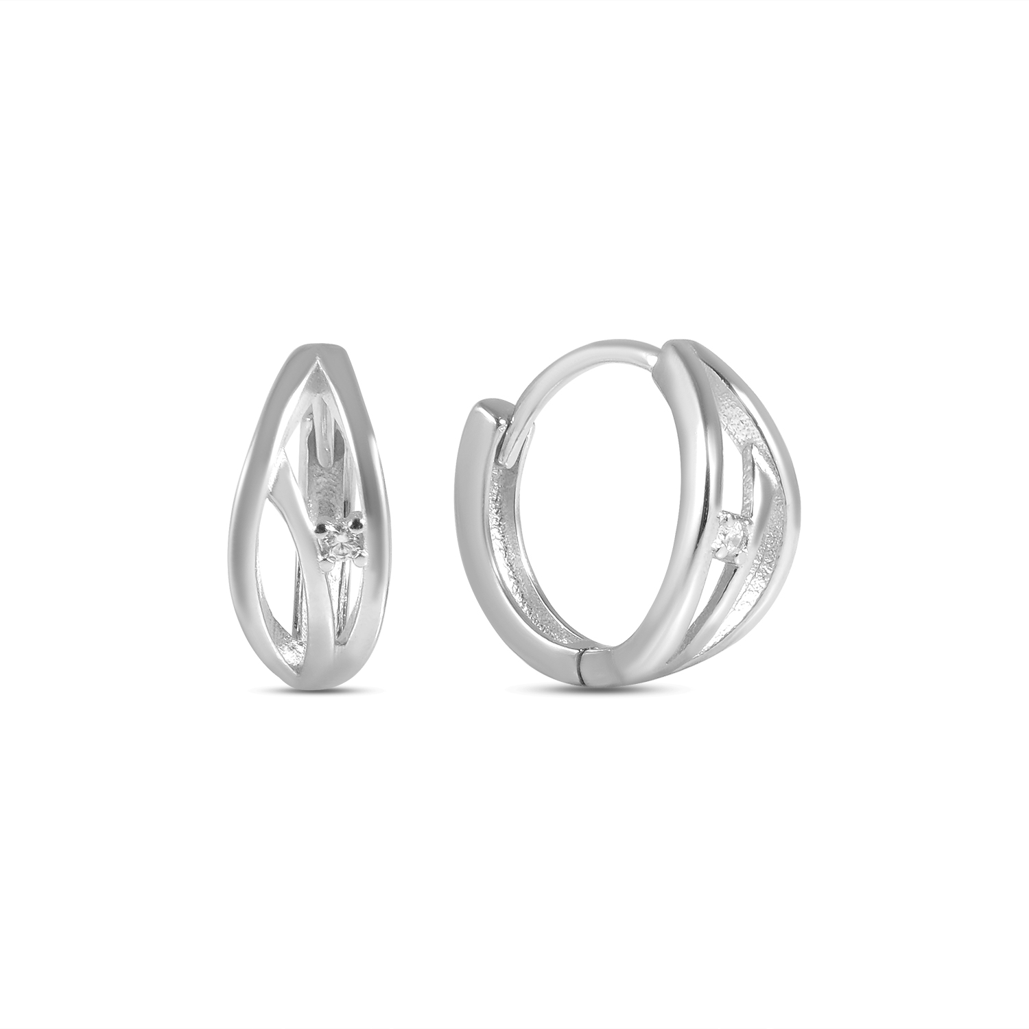Cercei argint cu piatra Zirconia Silver Petal Shine