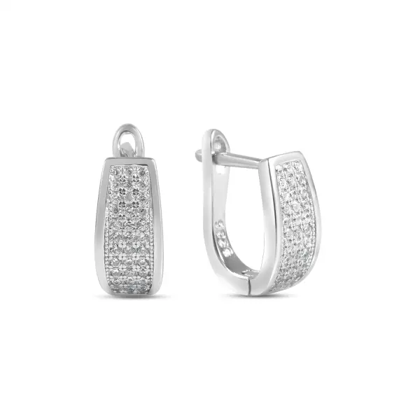 Cercei argint cu pietre Zirconia Silver PavÃ© Elegance