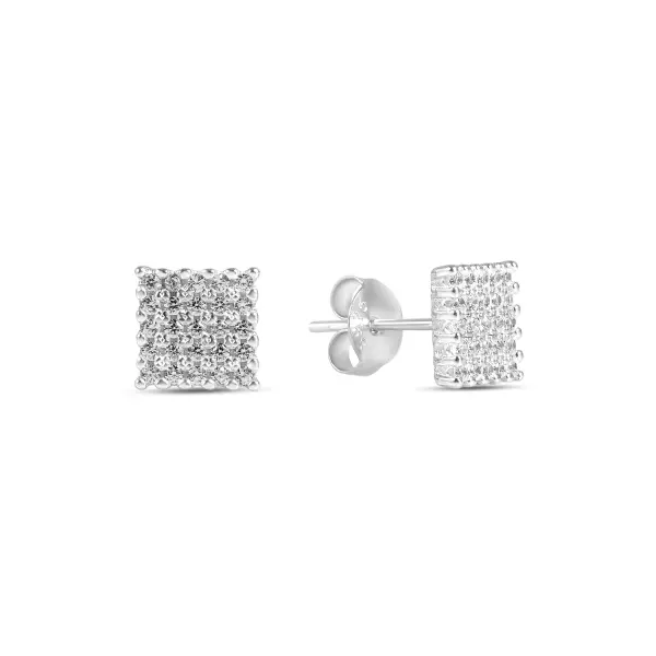 Cercei argint patrati cu pietre Zirconia Square Lumi Spark