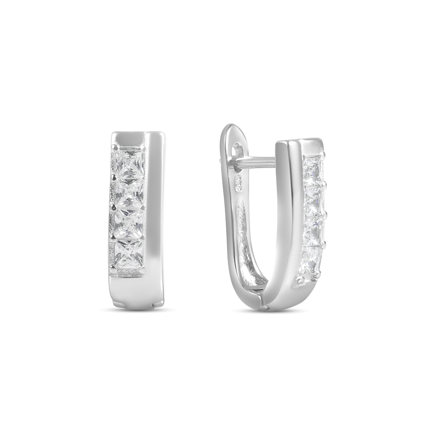 Cercei argint cu patru pietre patrate Zirconia Square Radiance