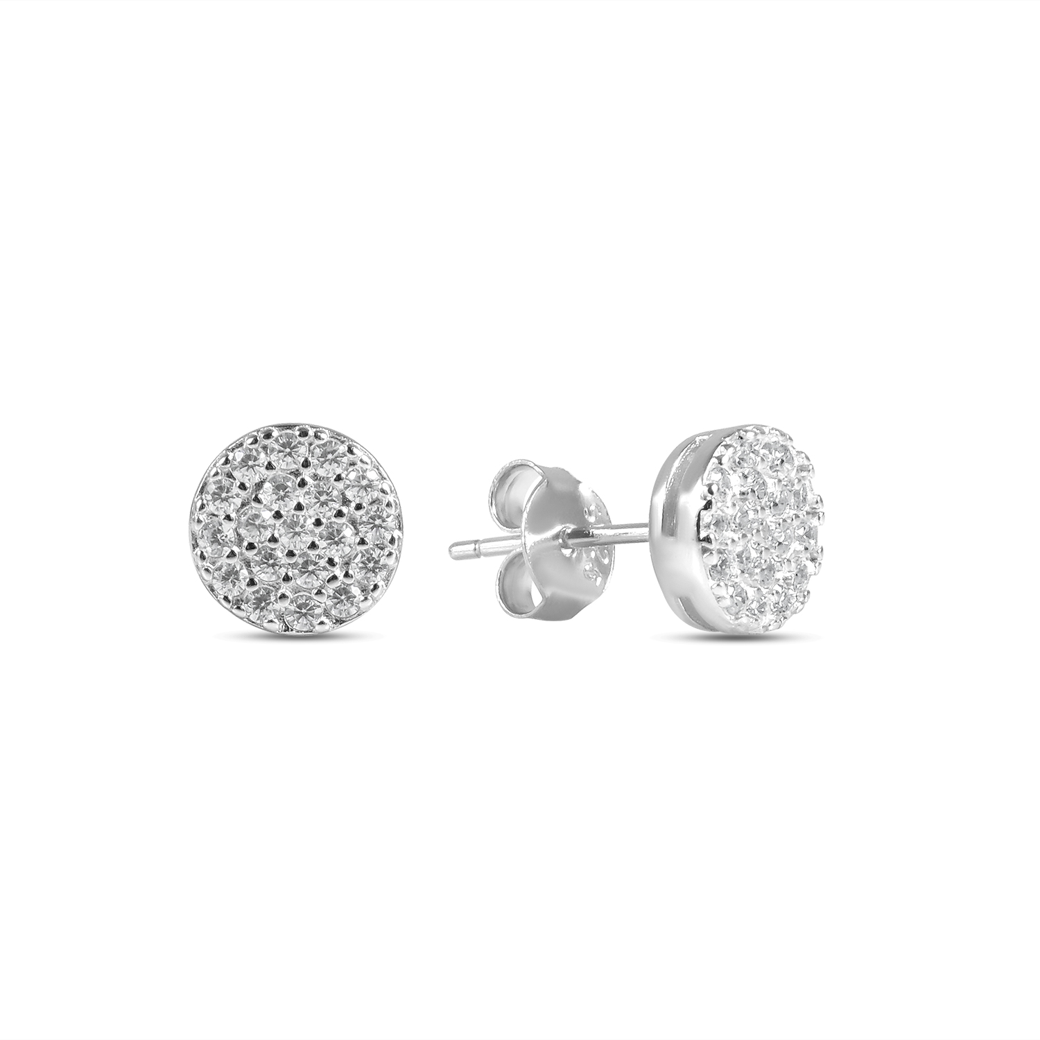 Cercei argint rotunzi cu pietre Zirconia Round Crystal Glow