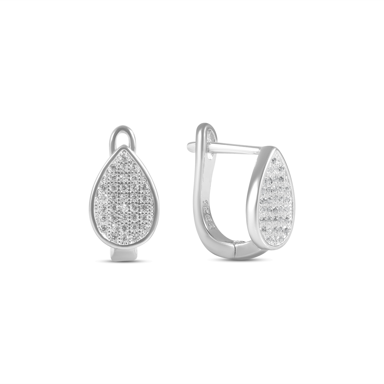Cercei argint in forma de picatura cu pietre Zirconia Silver Drop Shine
