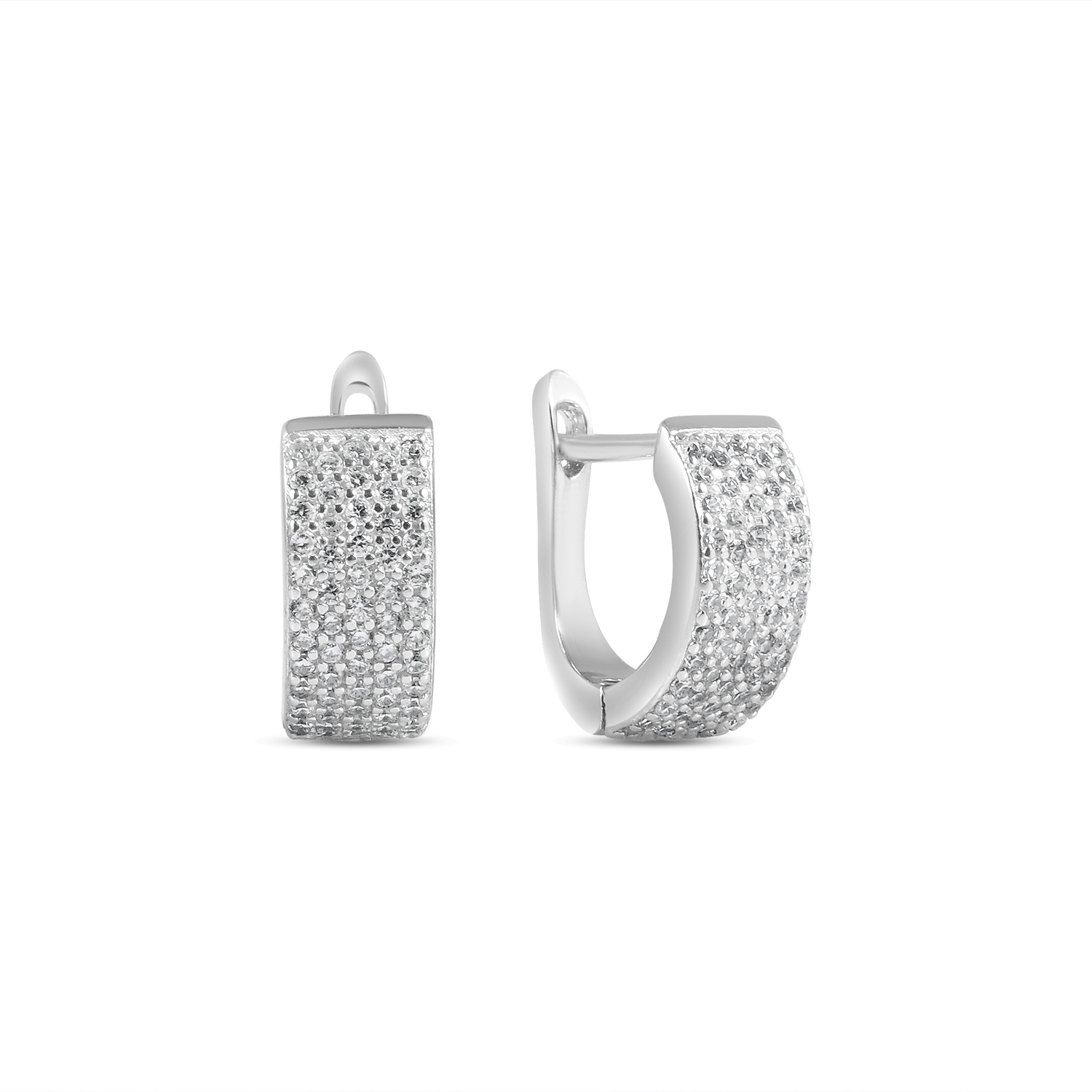 Cercei argint arcuiti cu pietre Zirconia Curved Crystal Glow