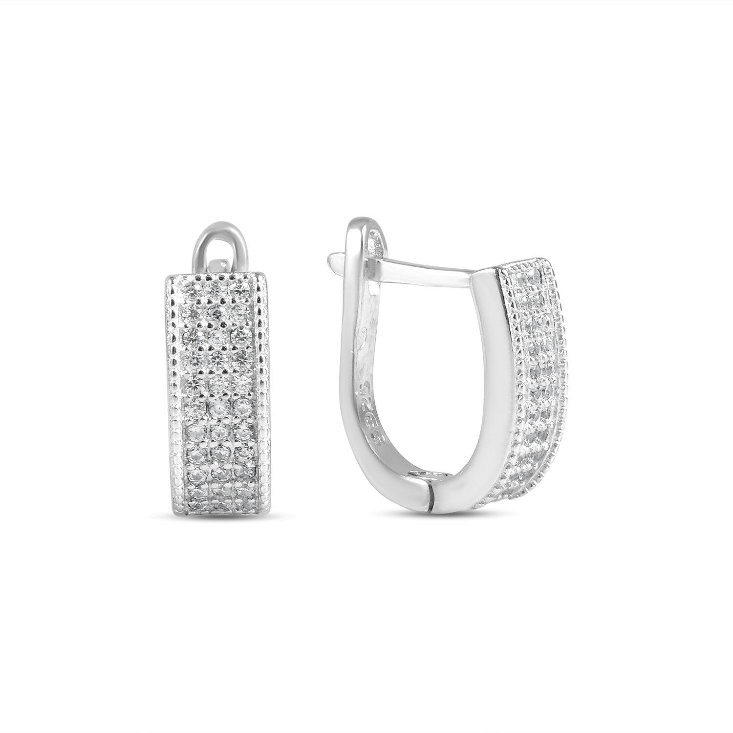 Cercei argint cu pietre Zirconia pavate Sparkling Ribbon
