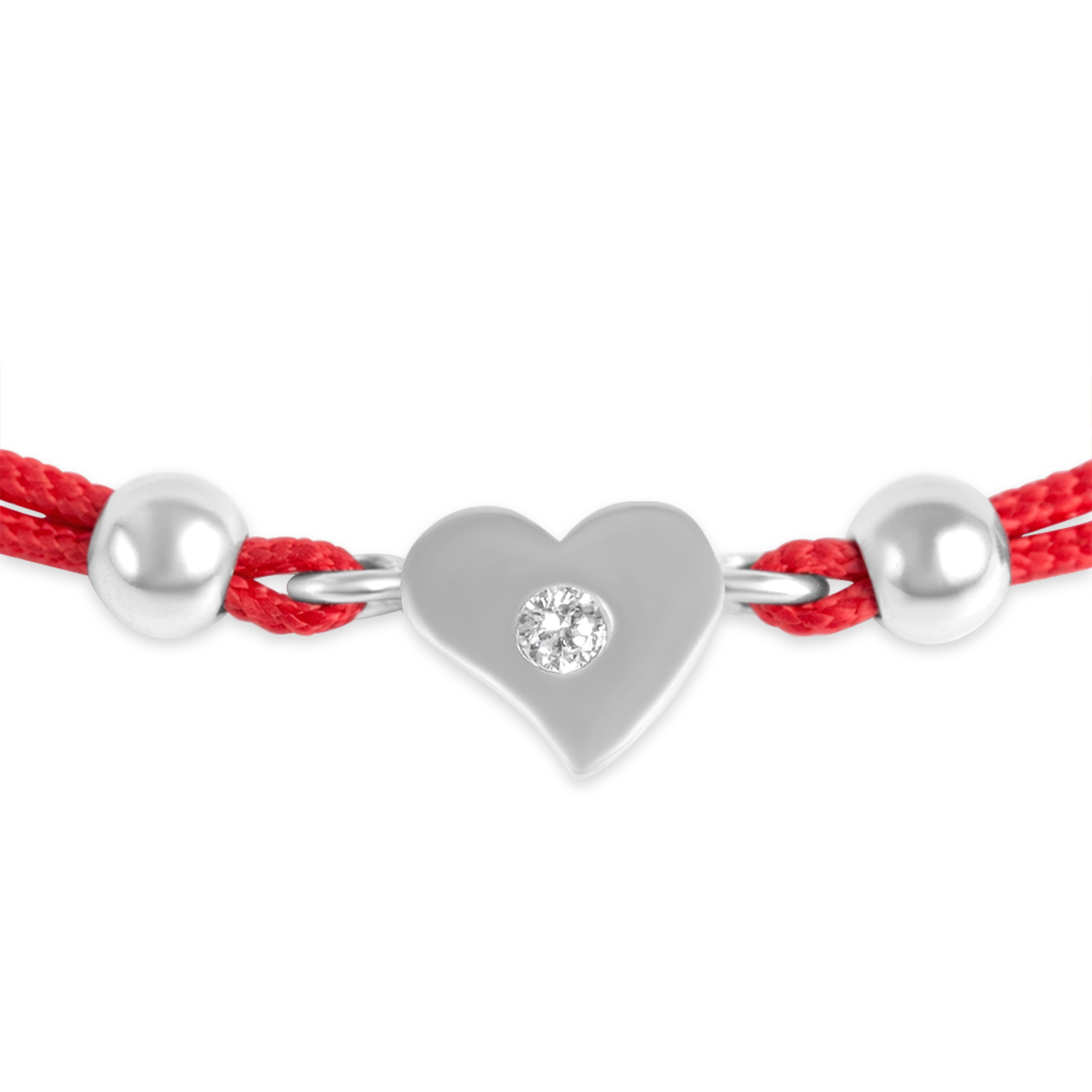 Bratara argint cu snur rosu si inima cu piatra Zirconia Heart Glow