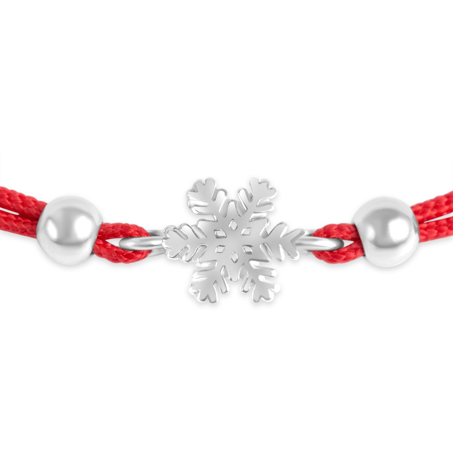 Bratara argint cu snur rosu si fulg de nea Snow Spark