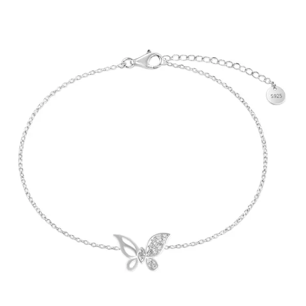Bratara argint cu fluture delicat si pietre Zirconia Butterfly Grace