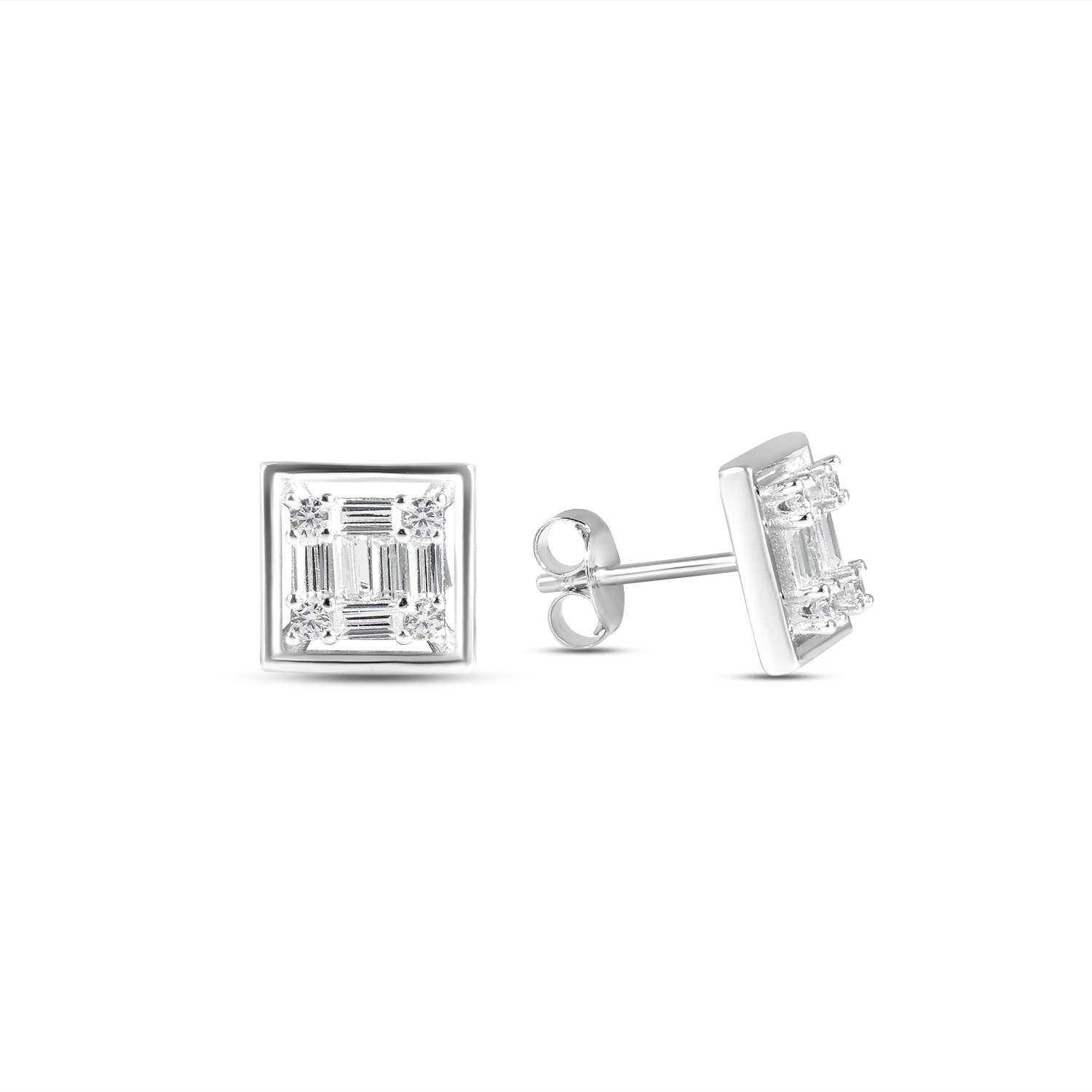 Cercei argint patrati cu pietre Zirconia Square Radiance