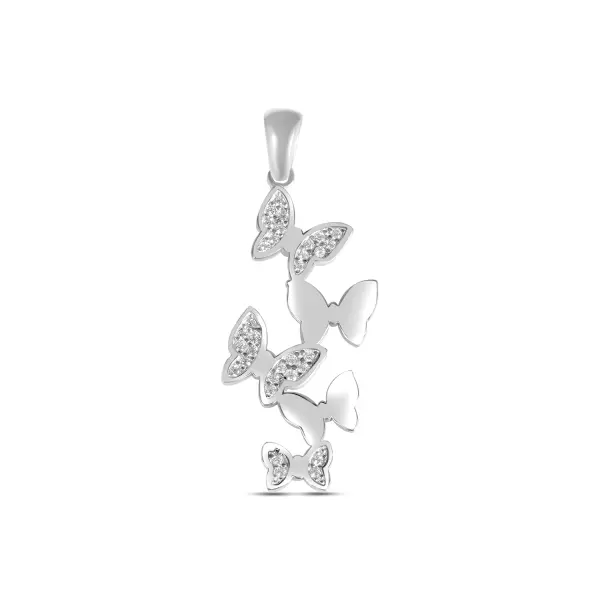 Pandantiv argint cu fluturi si pietre zirconia Butterfly Grace