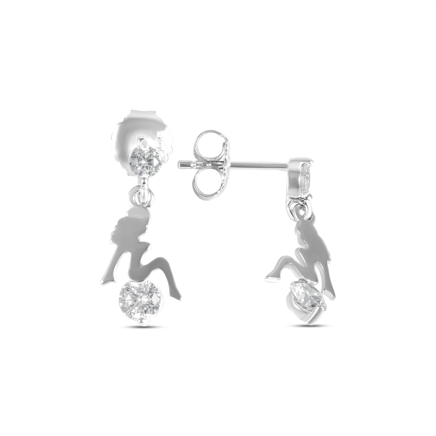 Cercei argint in forma de femeie cu pietre Zirconia Feminine Spark