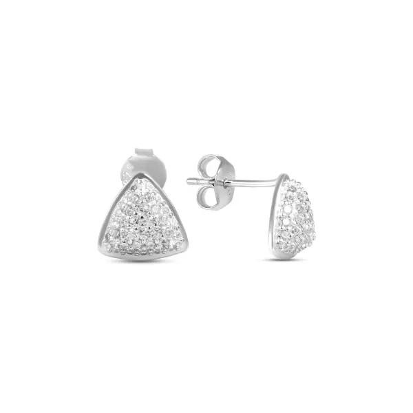 Cercei argint in forma de triunghi cu margini rotunde si pietre Zirconia Soft Triangle Glow