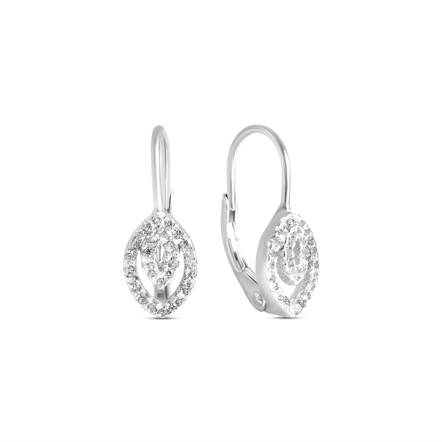 Cercei argint eleganti cu model oval si pietre Zirconia Oval Grace