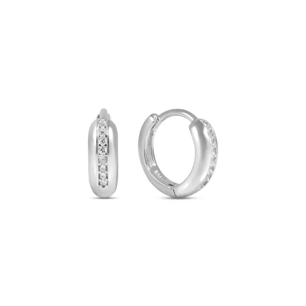 Cercei argint scurti rotunzi cu linie de pietre Zirconia Circle Line Glow