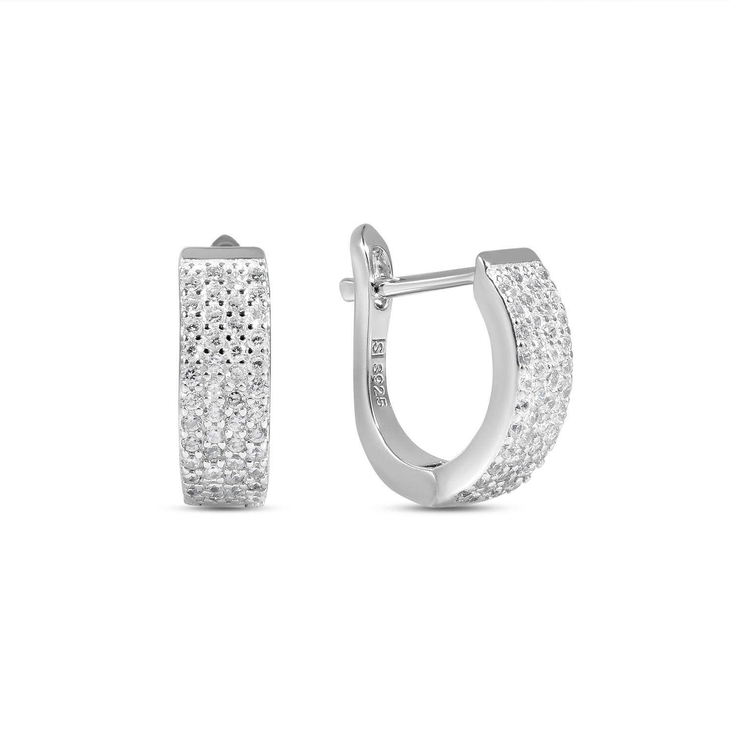 Cercei argint scurti cu pietre Zirconia pavate Pavé Glow