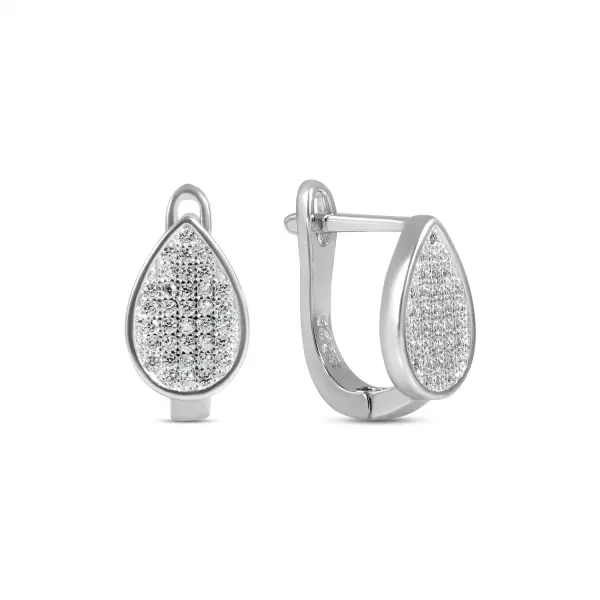Cercei argint in forma de picatura placati cu pietre Zirconia Crystal Drop
