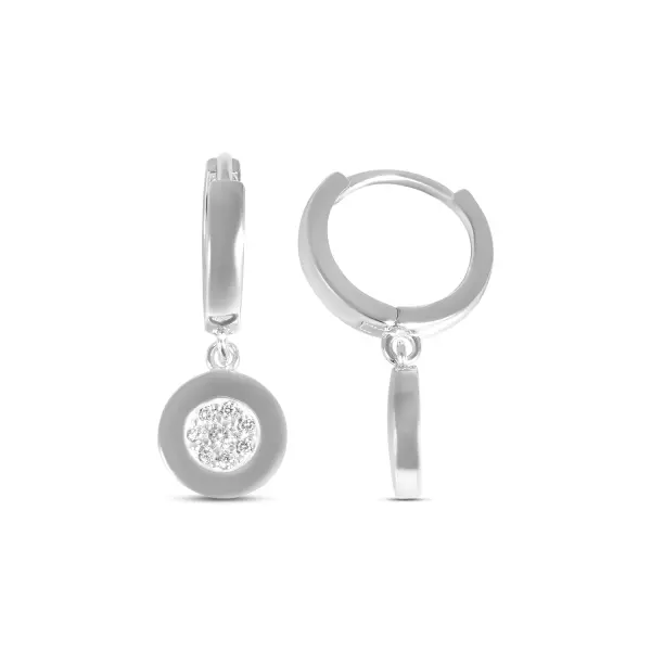 Cercei argint rotunzi cu pietre zirconia Pure Circle Glow