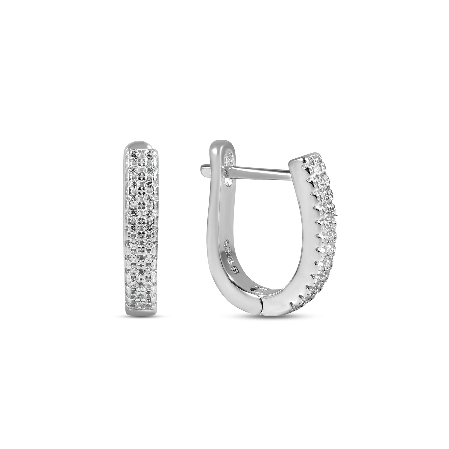 Cercei argint cu design elegant si pietre Zirconia Lumière Row