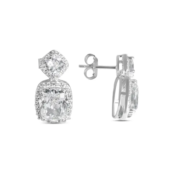 Cercei argint cu pietre zirconia mari stralucire eleganta Diamond Aura
