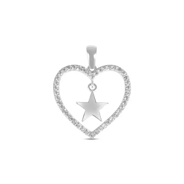 Pandantiv argint in forma de inima cu stea si pietre Zirconia Star Heart Glow