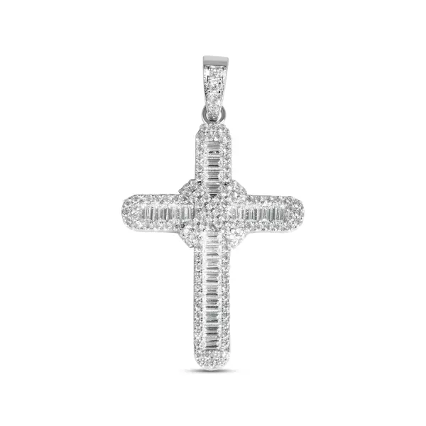 Pandantiv argint in forma de cruce cu pietre Zirconia Pure Light