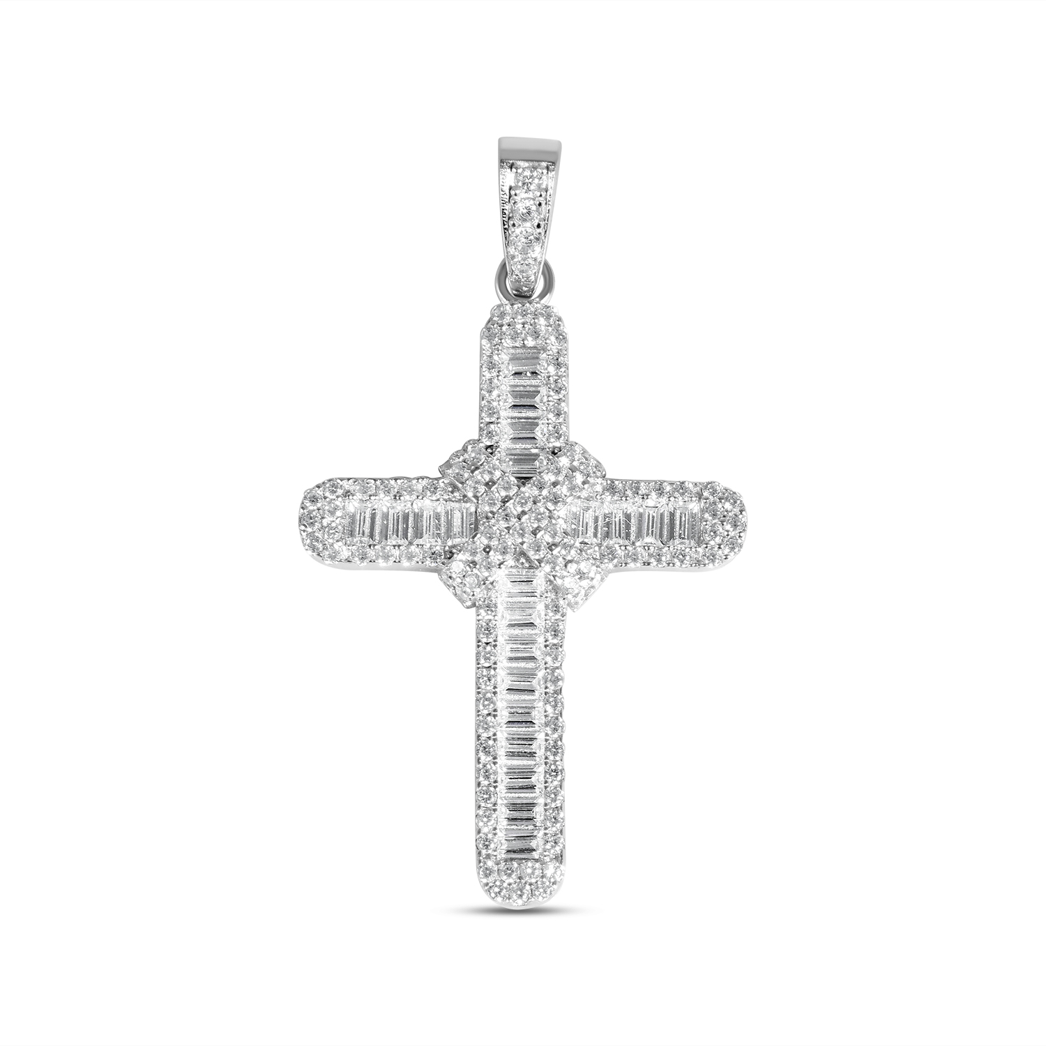Pandantiv argint in forma de cruce cu pietre Zirconia Pure Light