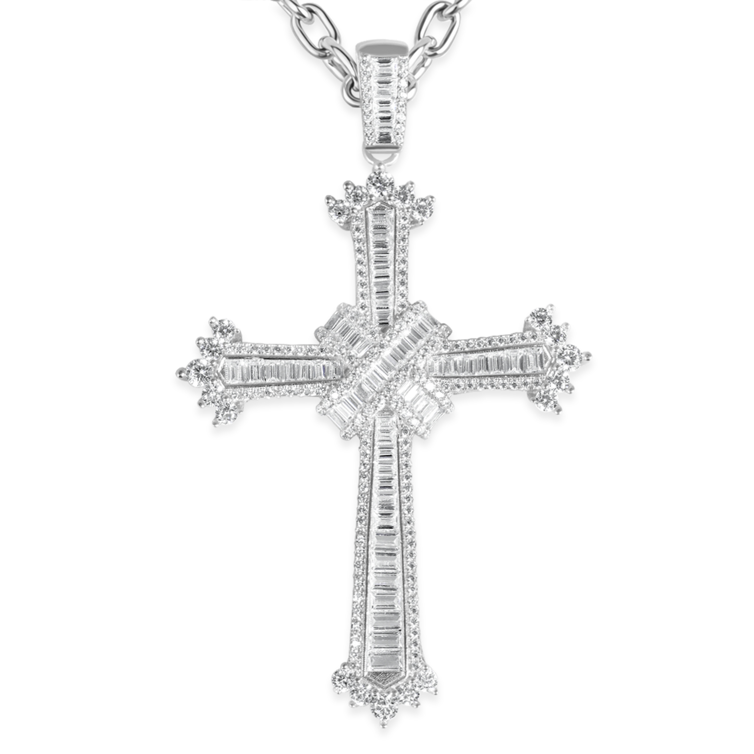 Pandantiv argint in forma de cruce cu pietre Zirconia Radiant Cross