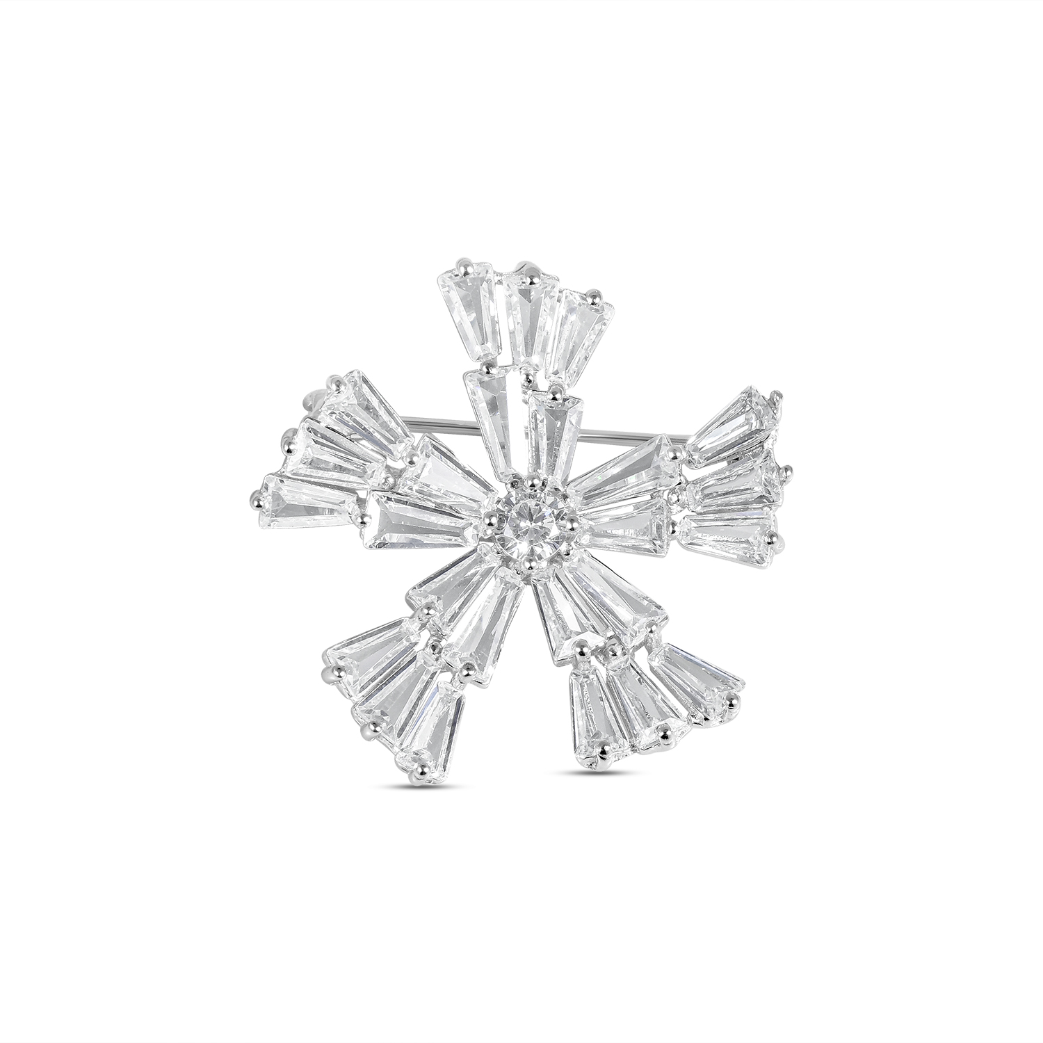Brosa argint in forma de fulg de nea cu pietre Zirconia Crystal Snow Radiance