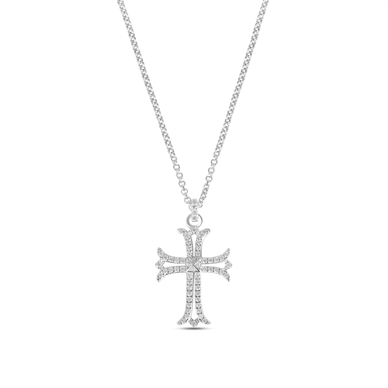 Colier de argint cu cruce eleganta si pietre Zirconia Faith Sparkle