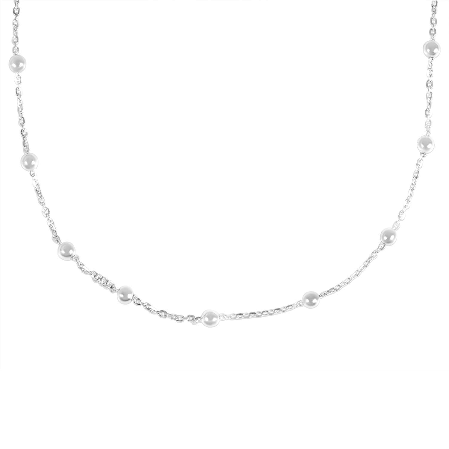 Lant de argint cu bile fine si accente ritmate Pearl Drop