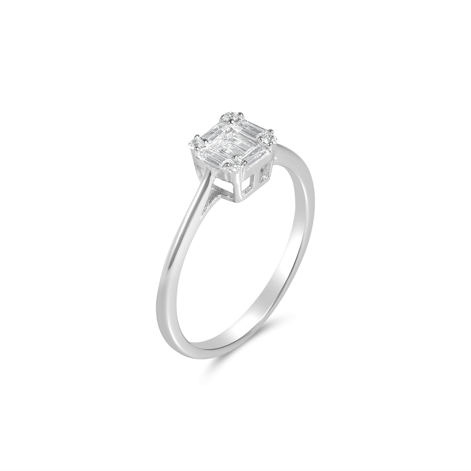 Inel argint dama cu piatra zirconia patrata Radiant Square