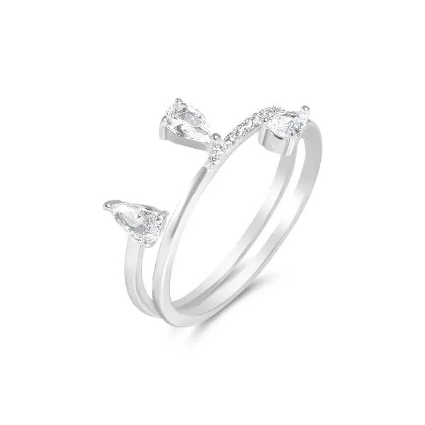 Inel argint dama cu design incrucisat si pietre Zirconia Crystal Touch