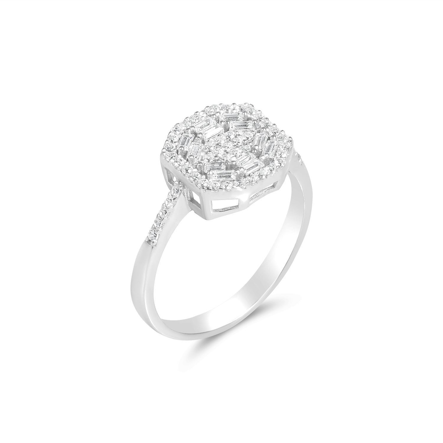 Inel argint dama cu pietre Zirconia si design halo Diamond Glow