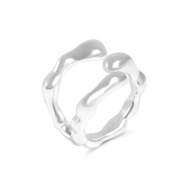 Inel argint dama cu design intrerupt si linii fluide Contemporary Flow