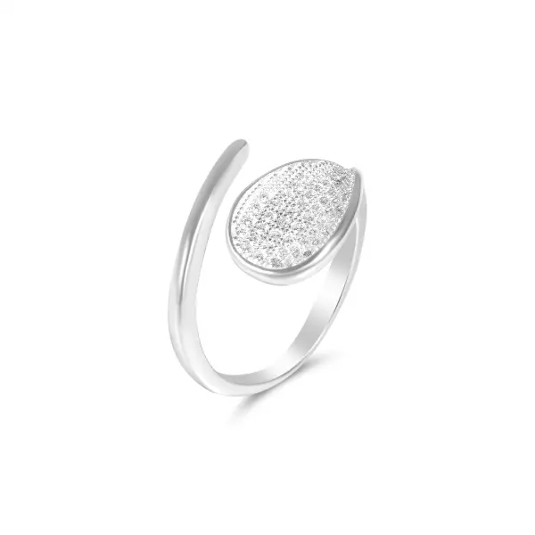 Inel argint dama cu model petala si pietre Zirconia Petal Glow