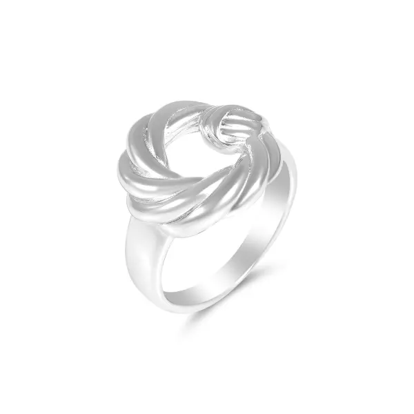 Inel argint dama cu cerc impletit si volum sculptural Silver Loop