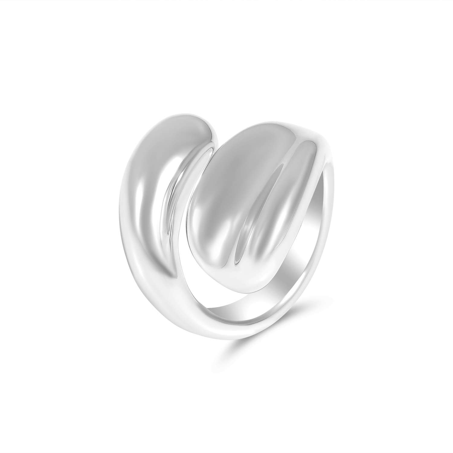 Inel argint dama cu design intrerupt si forme fluide Silver Flow Statement