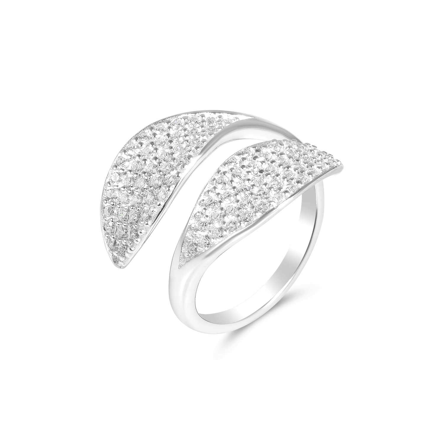 Inel argint dama cu model petala dubla si pietre Zirconia Double Petal Shine
