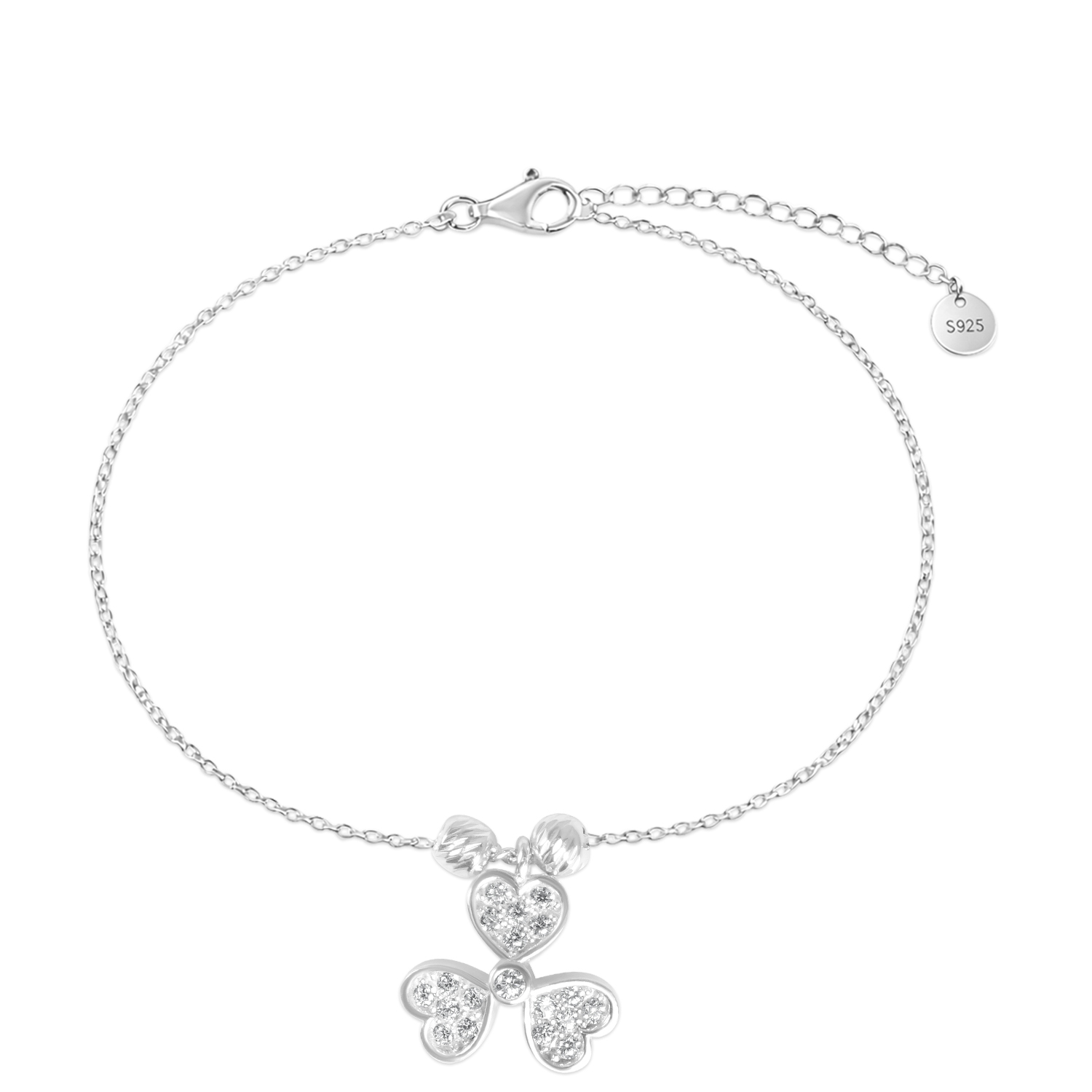 Bratara argint cu bile si floare cu pietre zirconia Blossom Glow