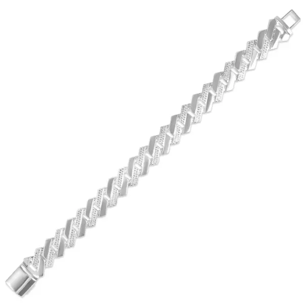 Bratara argint cuban cu pietre Zirconia Diamond Cuban Glow