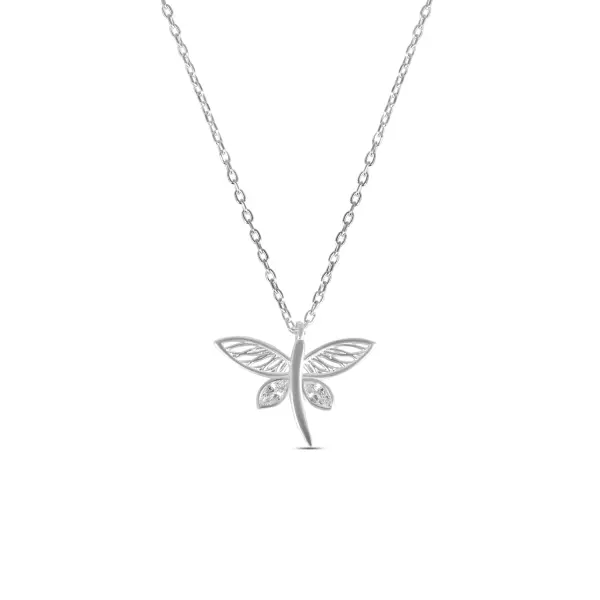 Colier de argint cu pandantiv fluture si pietre Zirconia Butterfly Grace