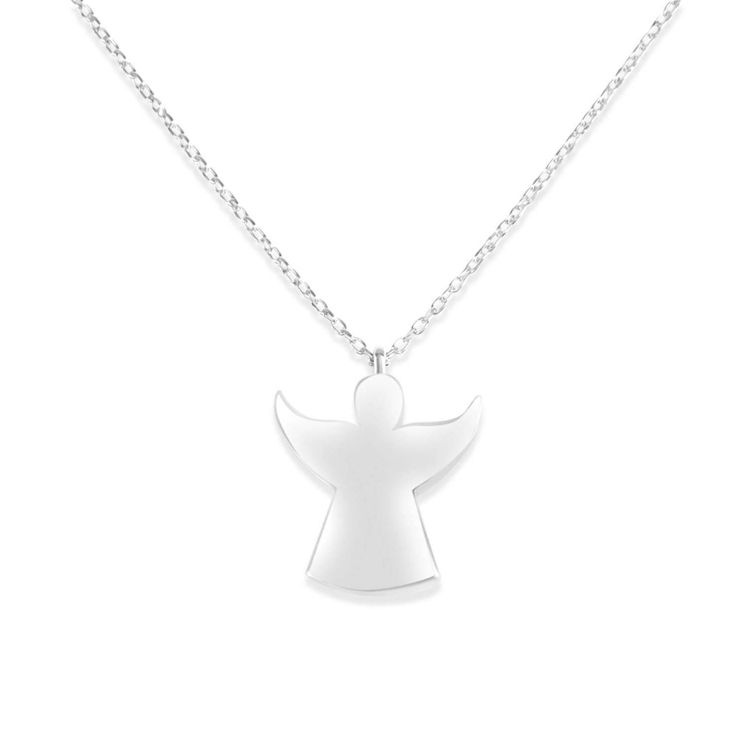 Colier de argint fin cu pandantiv dublu piatra Zirconia si silueta inger Angel Light