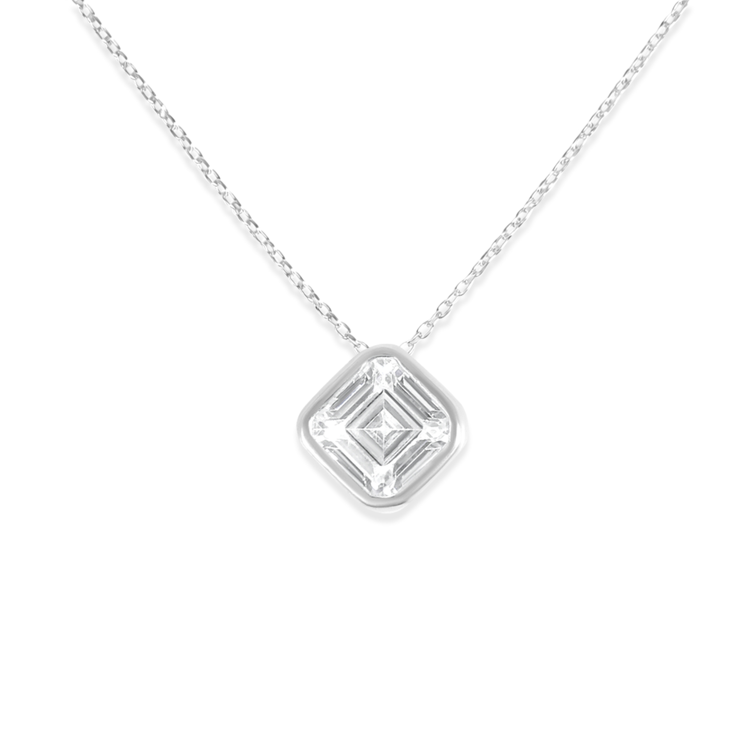 Colier de argint dublu cu pietre Zirconia rotunda si patrata Dual Spark Elegance