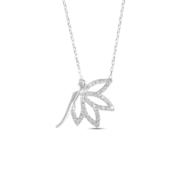 Colier de argint cu pandantiv zana cu aripi din pietre Zirconia Fairy Wings Glow